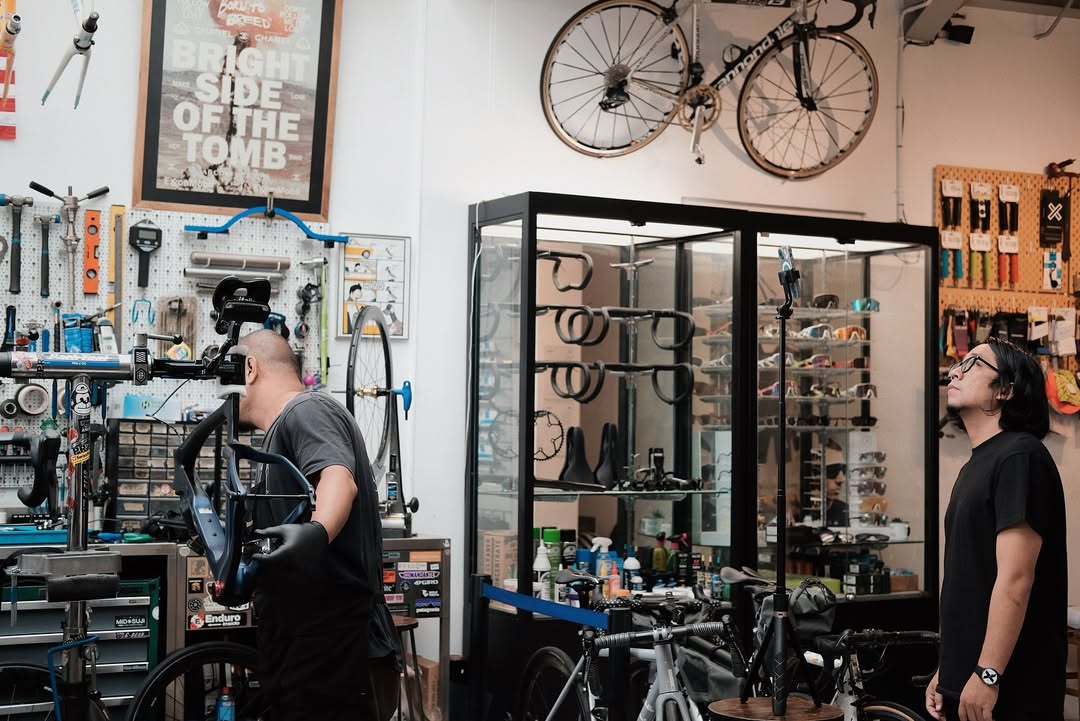 The professional and clean multi-brand workshop environment at Monkeycycle Bandung